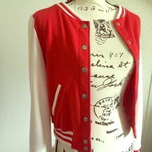 Red varsity style jacket